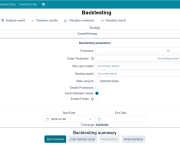 Backtester une stratégie avec Freqtrade UI
