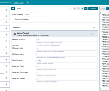 Configurer dynamiquement la Pairlist dans Freqtrade UI